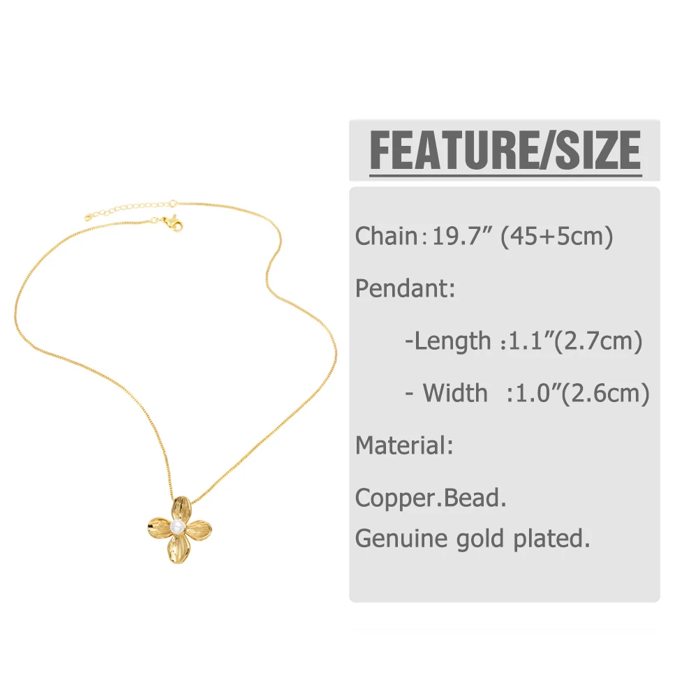 FLOLA Simple Gold Plated Starfish Conch Necklaces for Women White Pearl Flower Necklaces Beach Jewelry Gifts nkeb593