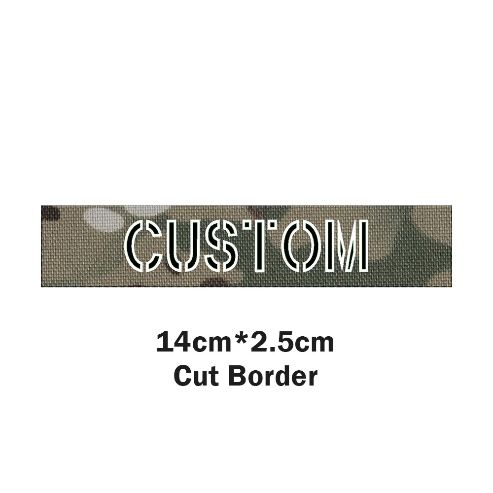 Custom Laser Cut Patch Name Tapes, Fold Border, Two Color Letters, IR IFF, Infrared Reflection, Reflective Material, Luminous image 3
