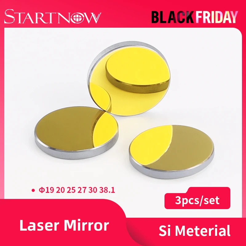 Startnow 3pcs/lot Si CO2 Laser Mirrors D19mm 20 25 27 30 38.1 Silicon Laser Reflective Lens For 80W Cutting Machine Accessories