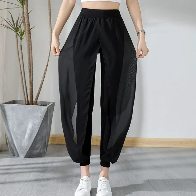 Casual Pants Women Solid Summer Thin Loose Streetwear Elegant Ladies All-match Chic Fashion Retro Брюки Женские Bottom Stylish