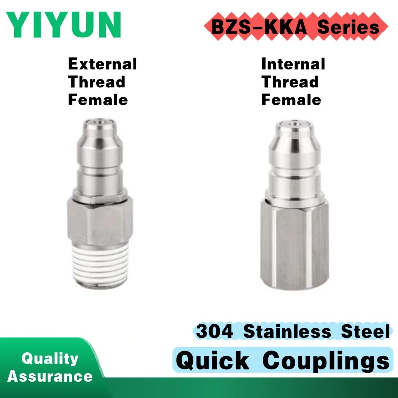 

1PC BZS-KKA3P-KKA4P-KKA6P-01F-02F-03F-04F-06F 304 Stainless Steel Quick Couplings Fast Twist Joint Connector BZS-KKA Series