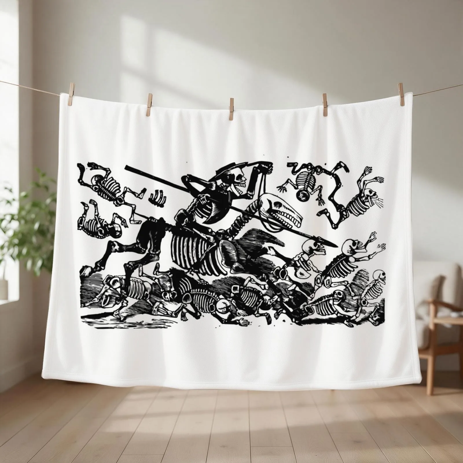 La Calaveras de Don Quijote by Jose Posada Throw Blanket couch cozy soft plush fuzzy picnic outdoor blanket