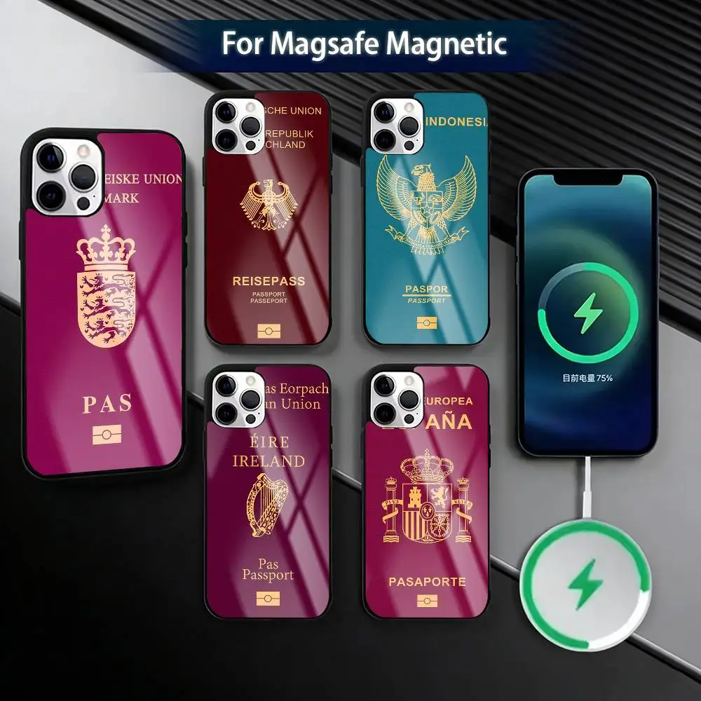 

Passports O-of many countries Phone Case For iPhone17,16,15,14,13,12,11 Plus,Pro Magnetic For Magsafe Wireless Charging