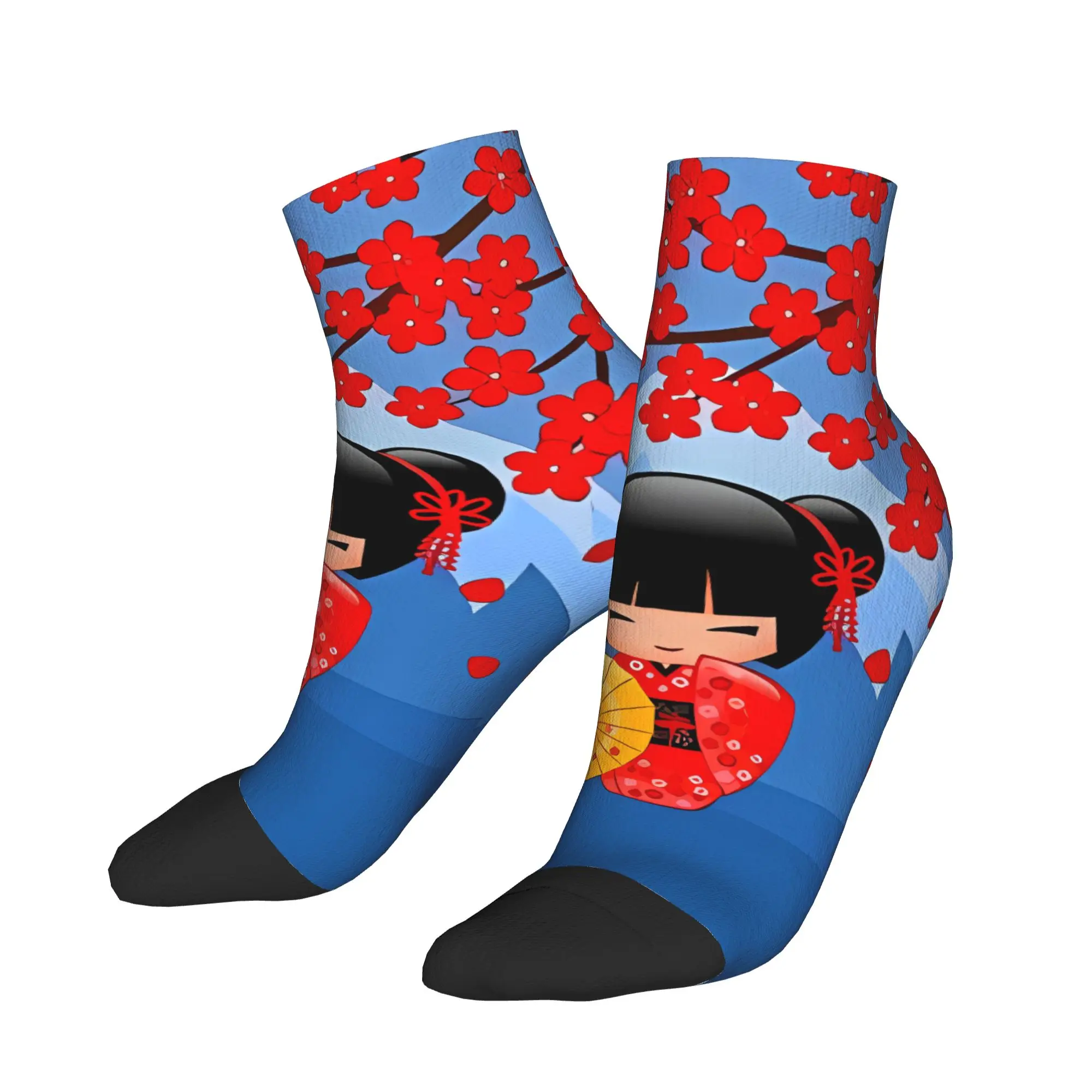 

Kokeshi Doll Red Plum Blossom Fuji Mountain Socks Funny Ankle Socks Spring Anti-Slip Men High Quality Outdoor Casual Sock