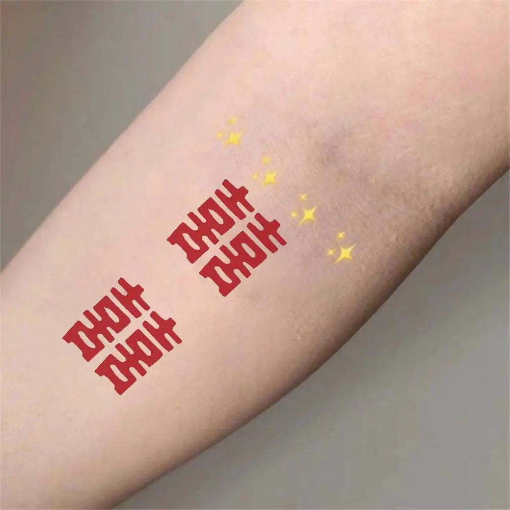 1pcs Red Chinese Characters Tattoo Stickers Waterproof Temporary Tattoo Men Women Fashion Body Fake Tattoo Sticker