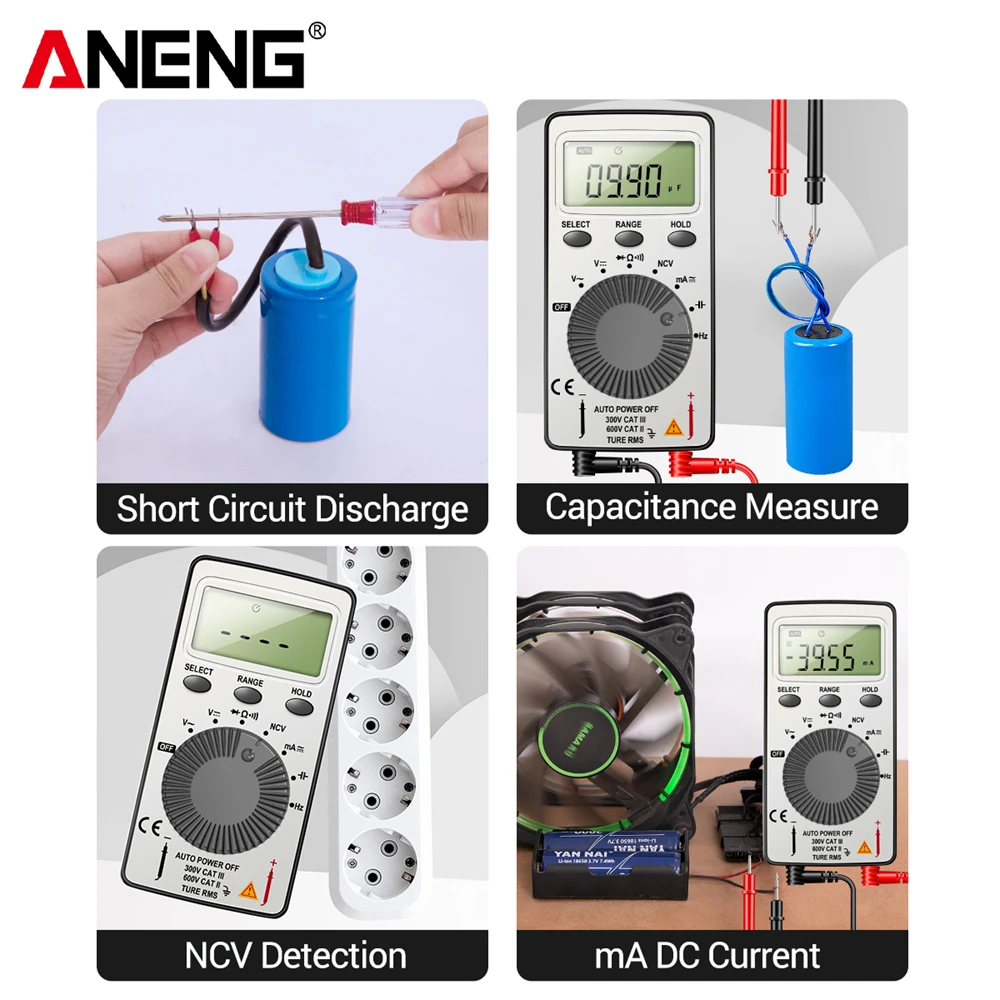 ANENG AN101 1999 liczy Mini profesjonalny multimetr cyfrowy AC/napięcie prądu stałego Tester motoryzacyjny miernik prądu elektryk narzędzia