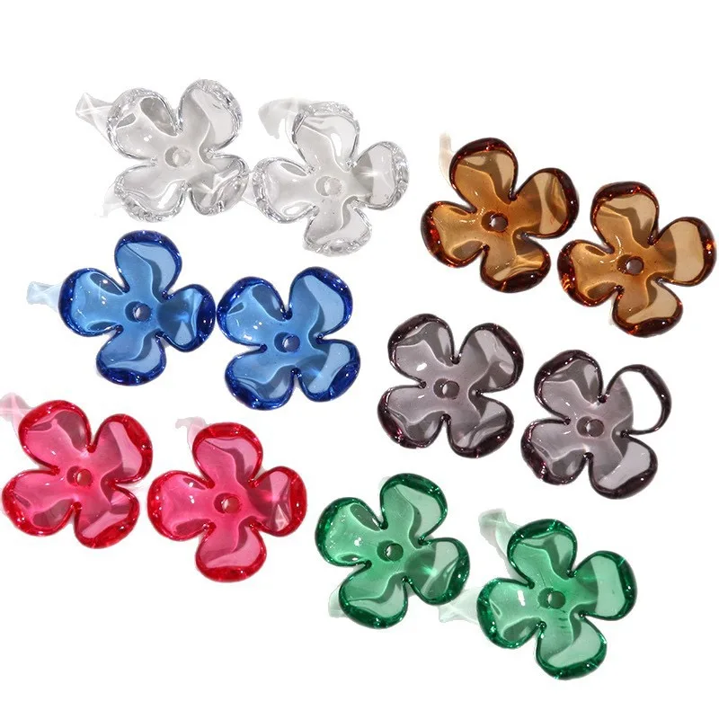 الجملة 50 قطعة/الوحدة 23 مللي متر اللون طباعة شفافة الكرتون الزهور شكل الاكريليك الخرز لتقوم بها بنفسك مجوهرات الملابس الشعر التبعي #1
