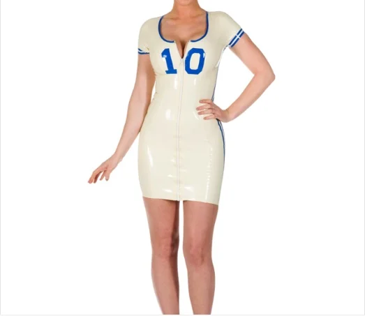 

Rubber Latex Gummi Kostum White Nurse Dress Sexy Bodycon Sport XS-XXL 0.4mm Cosplay Fetish Clubwear es