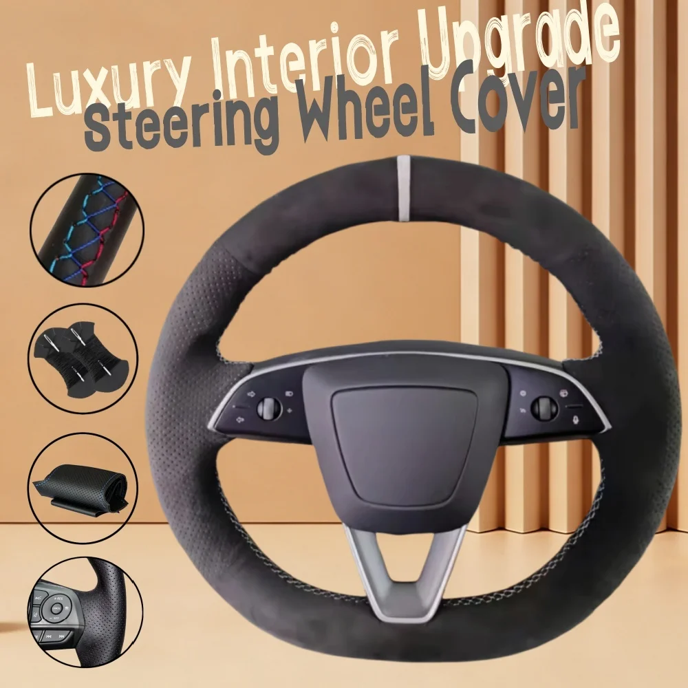 Funda de Volante Personalizada Antideslizante de Cuero Suave para Auto, Accesorios para Auto 2023, Funda Protectora para Volante para Tesla Model 3
