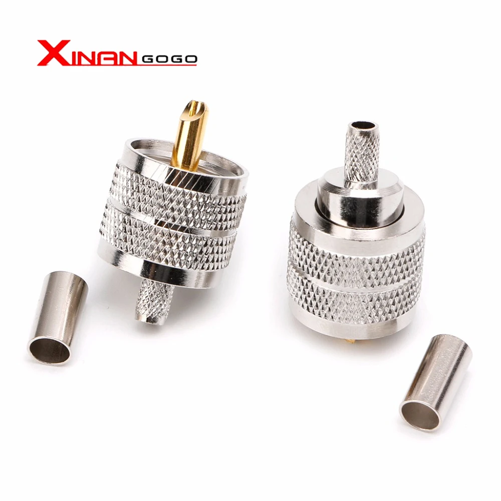 1Pcs UHF PL259 Male Plug Crimp RG58 RG142 LMR195 RG400 Coaxial Cable Straight Connector