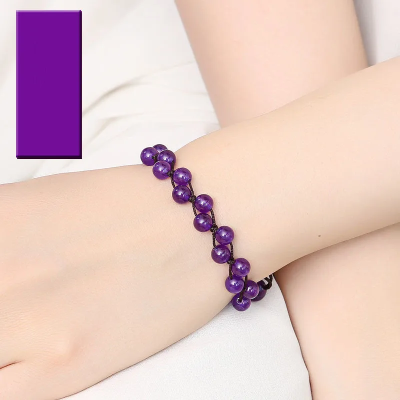 Natural Amethyst Handmade Crystal Beads Real Agate Jade Stones Styles Bracelets Exquisite Healing Accessories Bangles Jewelry