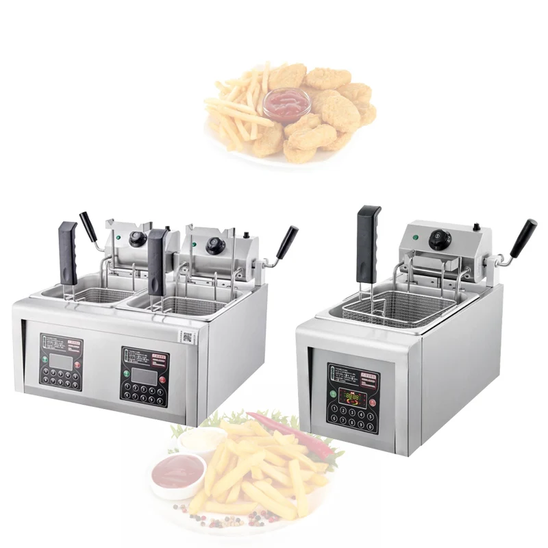 Electric Fryer Commercial Intelligent Automatic Lifting Fryer Pan 8L Single Cylinder Timed Fried Chicken And French Machine