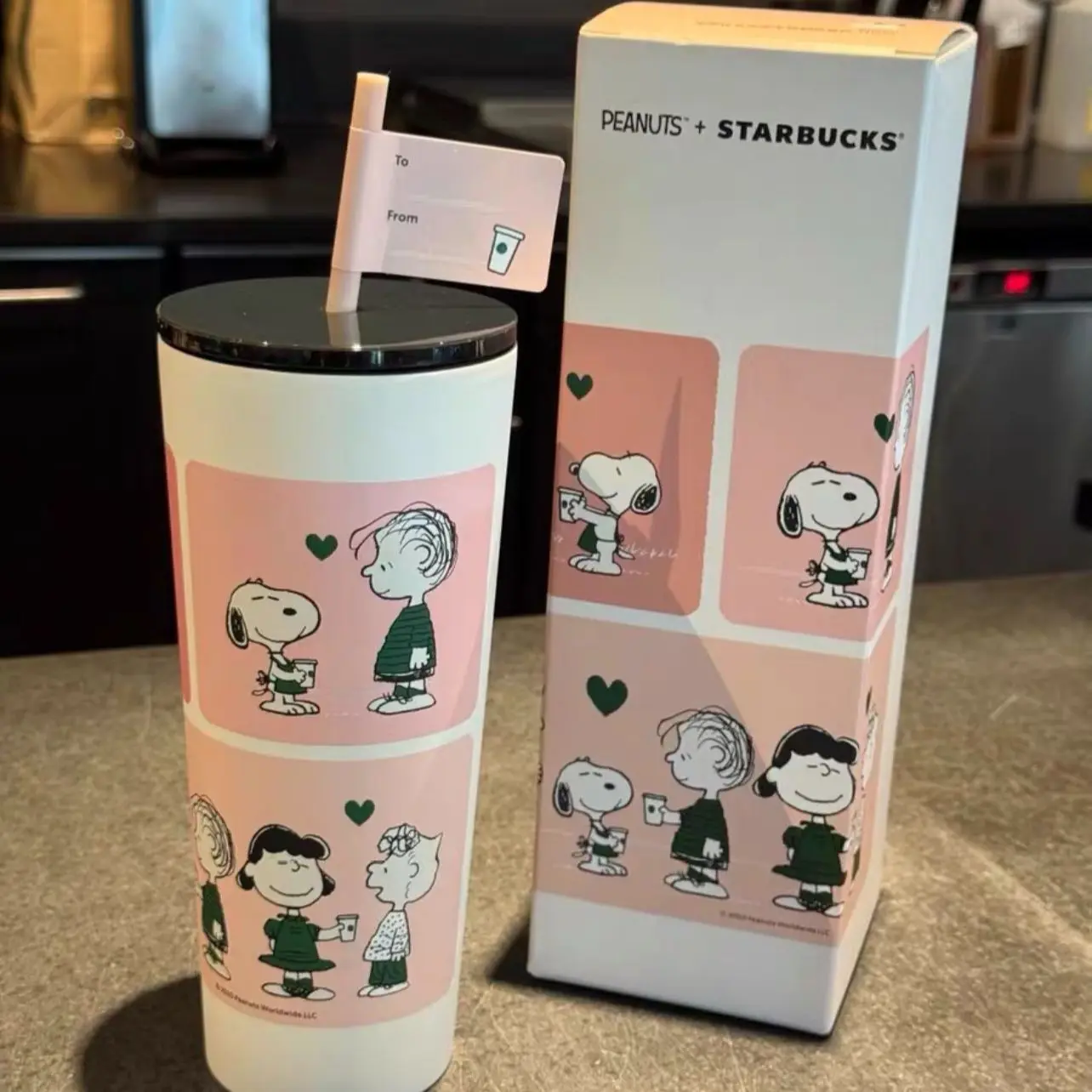 2025 อะนิเมะ Kawaii ลูกสุนัขสาวถ้วยใหม่ Snoopy น่ารักการ์ตูนฟางสแตนเลสถ้วยน้ําแบบพกพาขวดน้ําดื่มของขวัญ