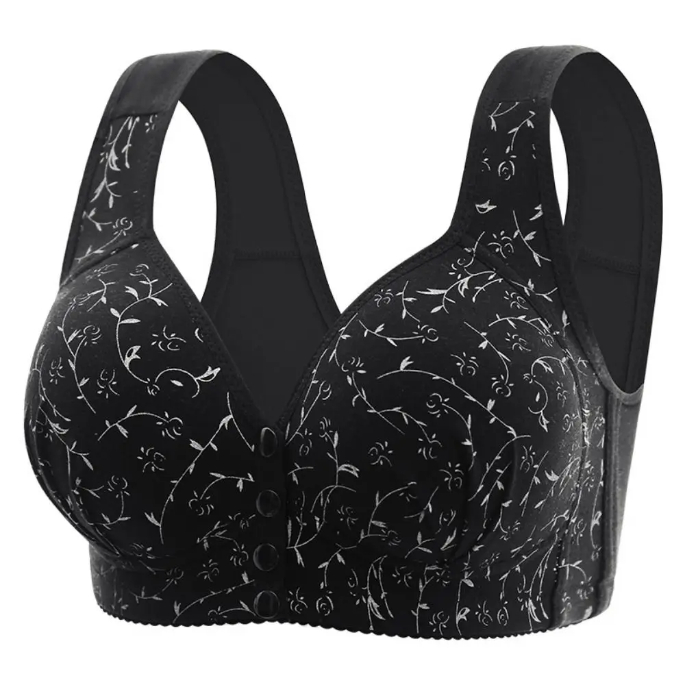 

Comfortable Women Bras for Older Women Convenient Full Cup Front Close Button Cotton Bras Widened Shoulder Straps Plus Size