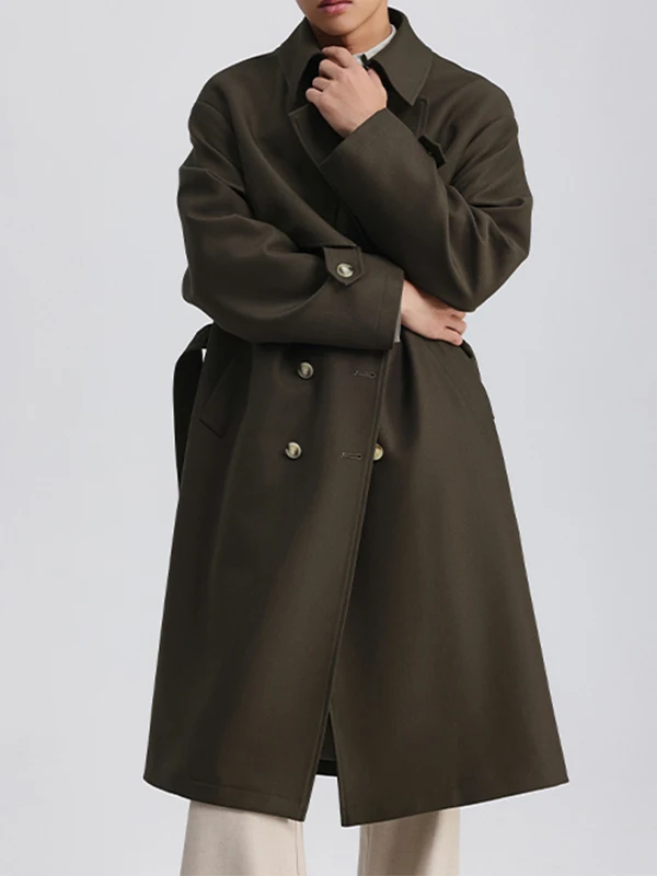 

Over-Knee Double-Row Button Men's Long Coat Loose Fit Workwear Jaet Design Sensation Spring Autumn New Arrival