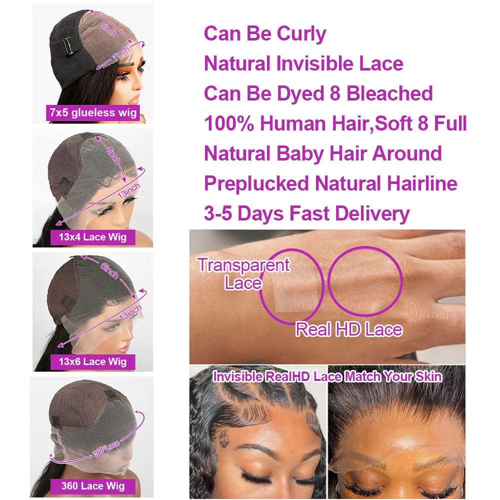 300% الكثافة 13x6 360 FullLoose موجة عميقة Hd الدانتيل الباروكة الأمامية 40 46 بوصة 7x5 غلويليس شعر بشري مجعد الدانتيل الجبهة الباروكات للنساء #6