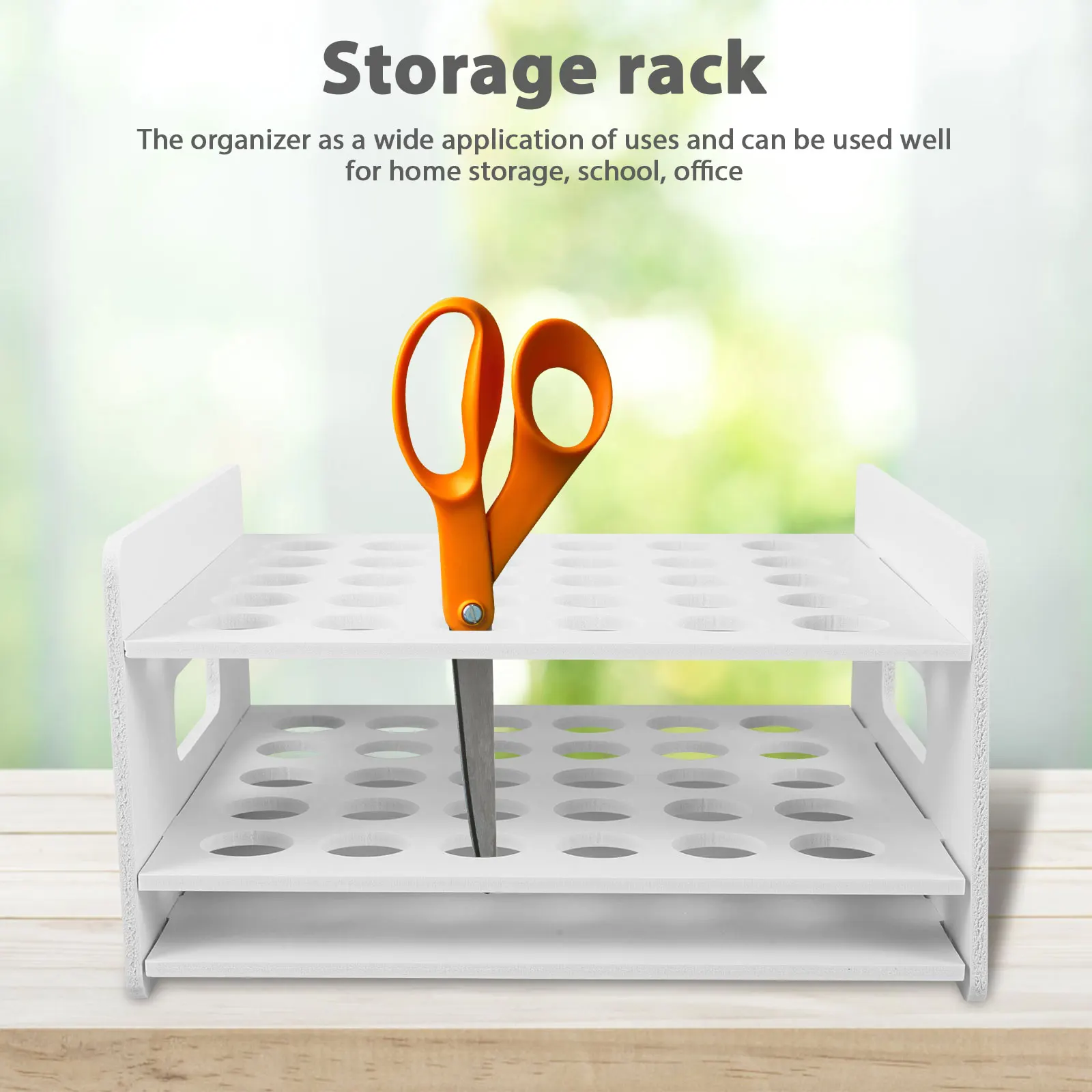 Desktop Organizer Wooden Scissors Rack Test Tube Display Stand for Art Supplies School Home Scissors Rack Desktop Holder