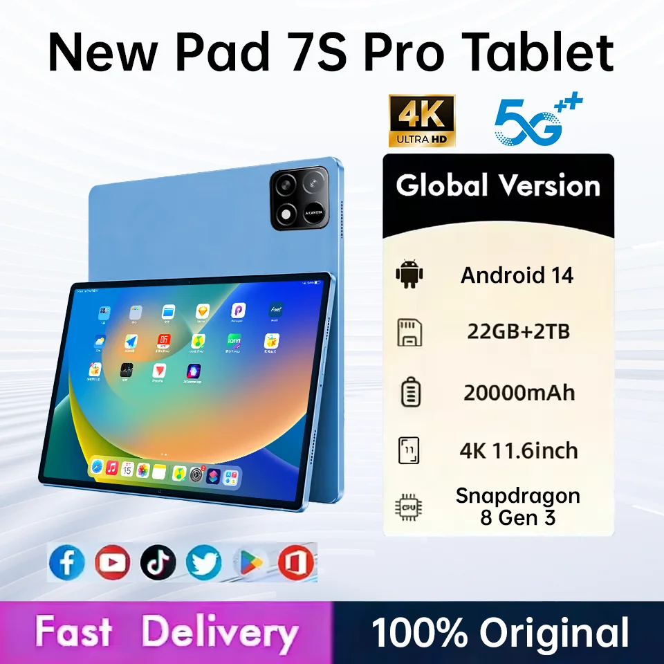 �y�Z�[�����z2026�N�V�^�I���W�i���O���[�o���Ń^�u���b�gPC Pad 7 Pro Ultra Android 14 HD 4K�A22GB + 2TB�A�f���A��SIM 5G�����WIFI Snapdragon 8gen3����