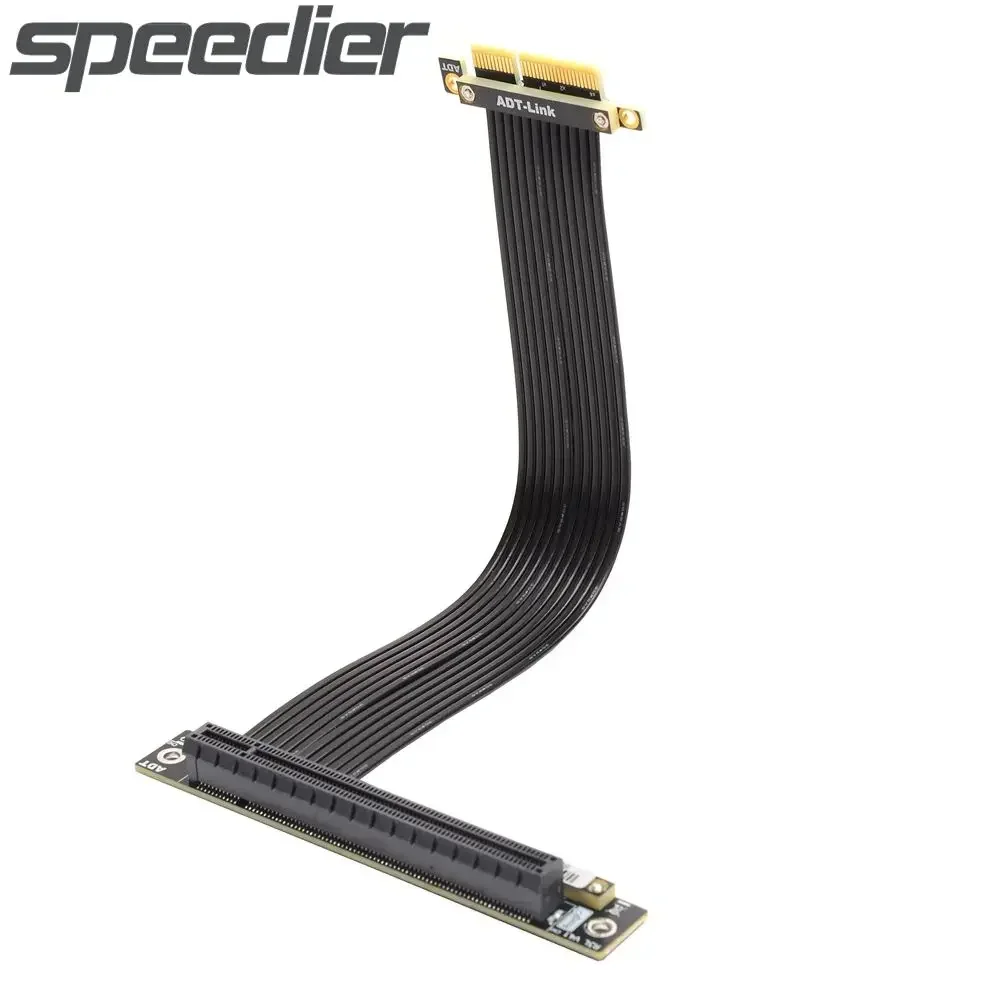 ADT New 4.0 PCIE X16 Graphics Video Cards To PCI-E X4 Slot Extension Cable PCI Express 4.0 x16 To x4 Riser Adapter 90 Degree GPU