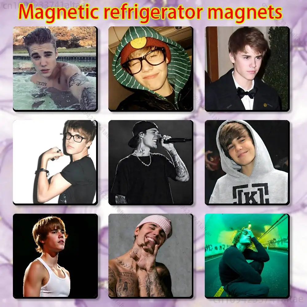 

Singer J-Justin B-Bieber Fridge Magnet Square Stickers Personalize Home Decor Souvenirs Gift