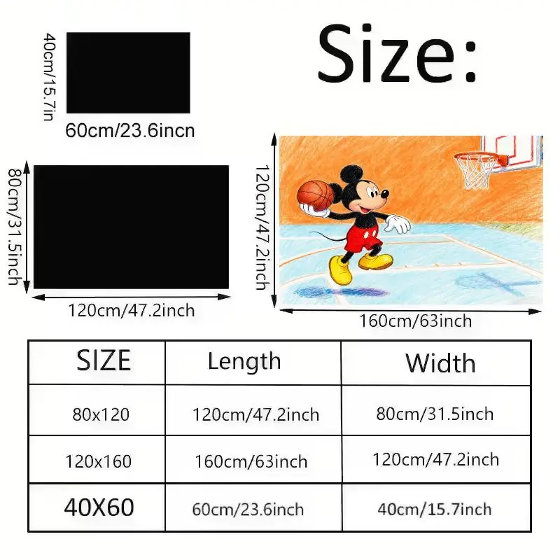 1PC Disney Mickey Mouse Basketball Cartoon Floor Mat, Cute Non-Slip Area Rug for Kids Room Decor, Living Room Bedroom Children P