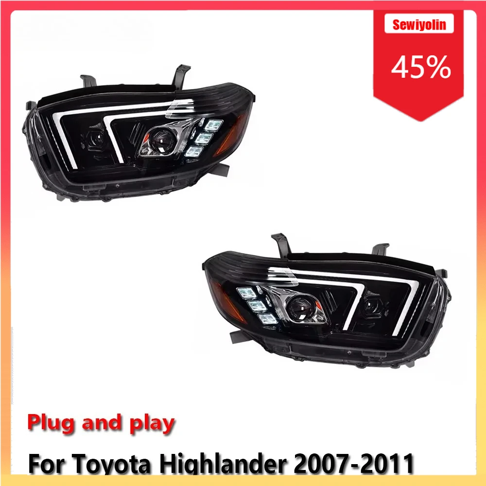 

Car LED Headlight Automobile Parts For Toyota Highlander 2007-2011 Fog DRL Brake Turn Signal Lamp Plug and Play