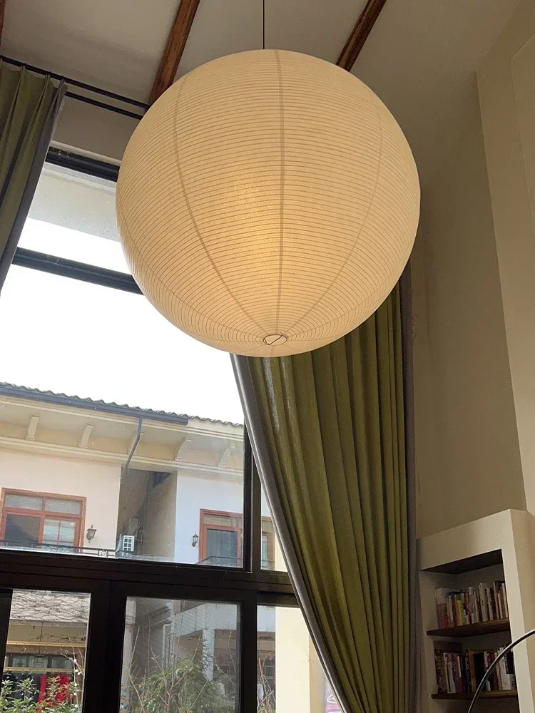 Japanese Wind Round Rice Paper Led Pendant Lights Nordic Living Dining Room Chandelier Loft Home Decor Lamps fixtures