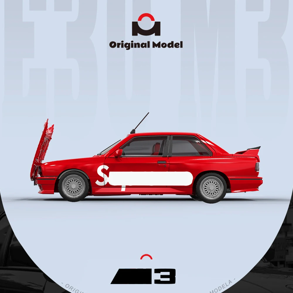 

OM 1/64 E30 красная окрашенная мелкомасштабная имитационная модель автомобиля из сплава для коллекции, дисплея, подарка