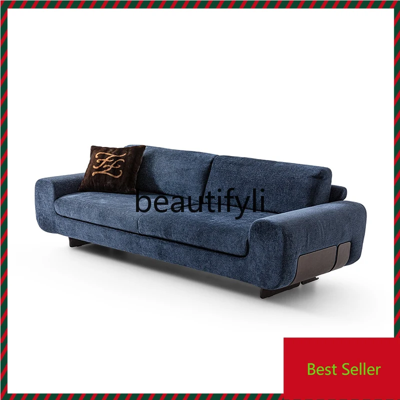 A71Italian light luxury matte leather sofa high-end three-person sofa imported matte cowhide furniture