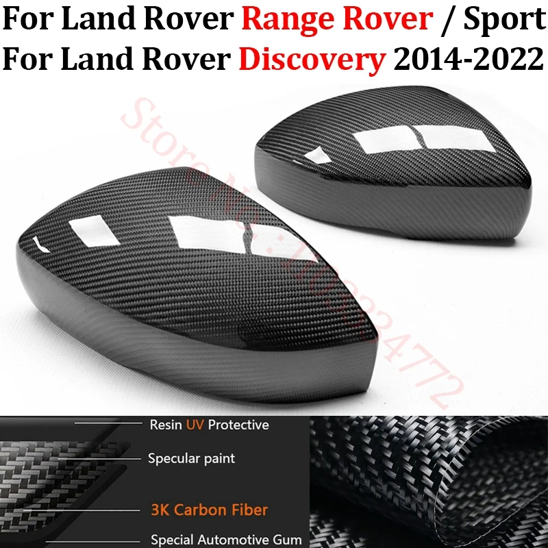 

Rearview Mirror Cover For Land Rover Discovery Range Rover Sport 2014-2022 Real Carbon Fiber Side Mirror Shell Frame Replacement