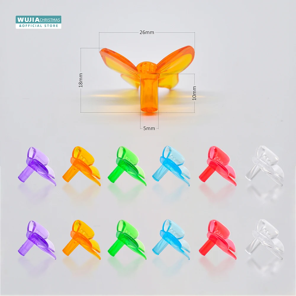 50pcs Ceramic Christmas Tree Replacement Lights Bulbs Lights Medium MultiColor Butterflies/Bowknot Peg Country Art Noël Supplies