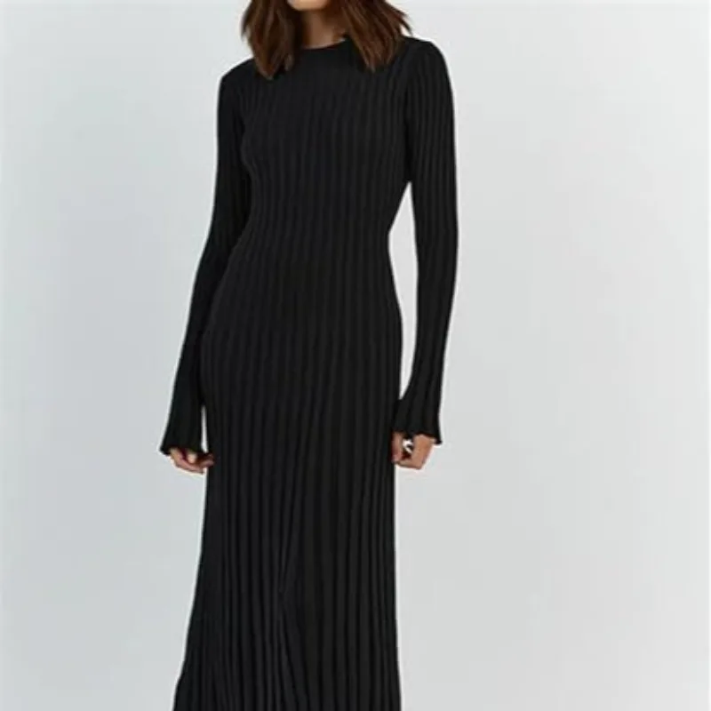 

Women's Fairy Spring Autumn Dress Knitted Waist Casual Simple Advanced Design Fashion Versatile Soft New Personalized Slim Loose