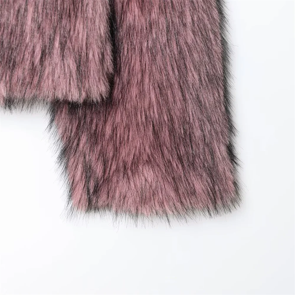 Nowa kolekcja jesień-zima: damski płaszcz casualowy z efektem sztucznego futra, z klapami, długim rękawem, ciepły i gruby.