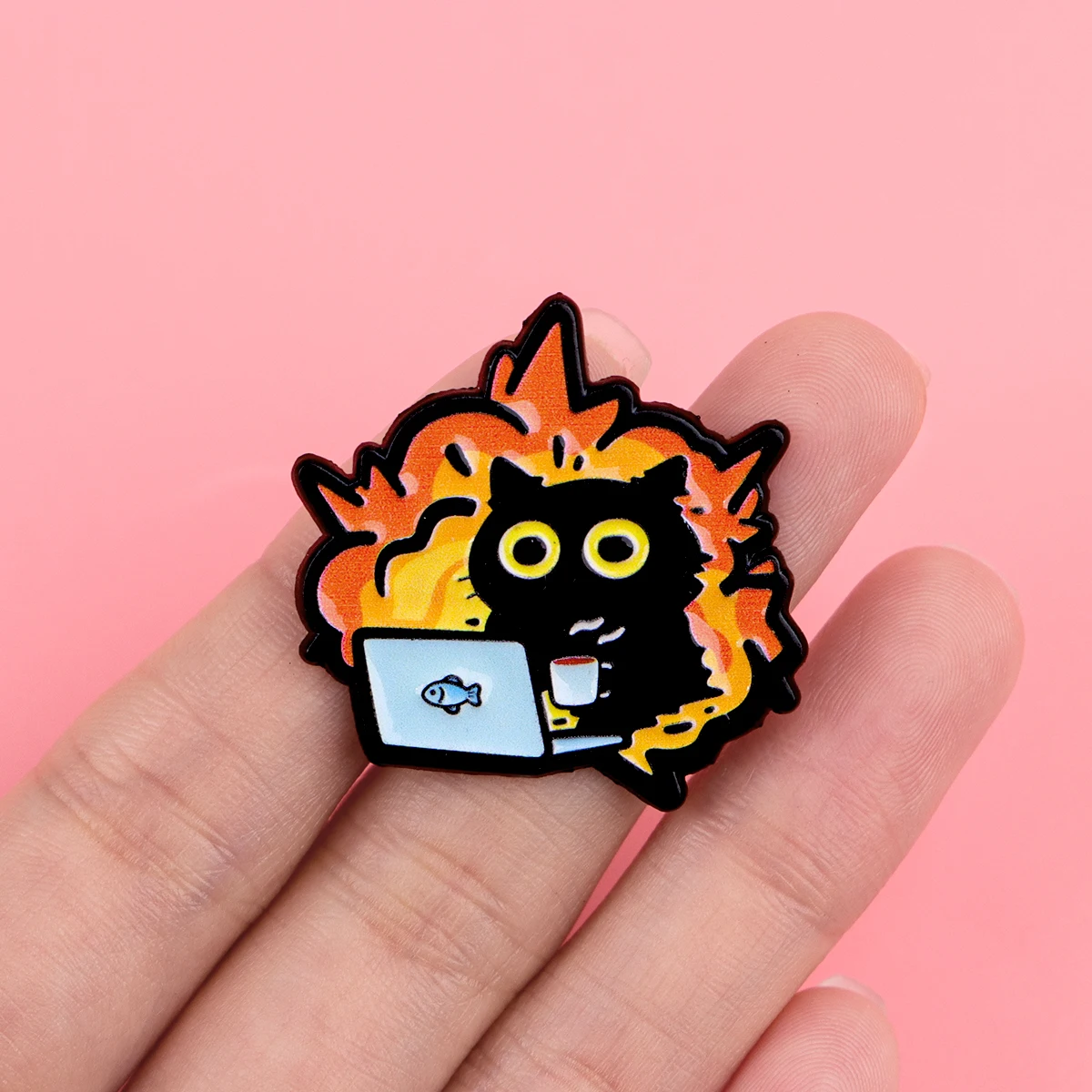 Black Cat Joker Enamel Pin Frog Potato Chip Dog Paw Brooch Pines Lapel Pins Badge on Backpack Clothing Accessories Jewelry Gifts - view 6