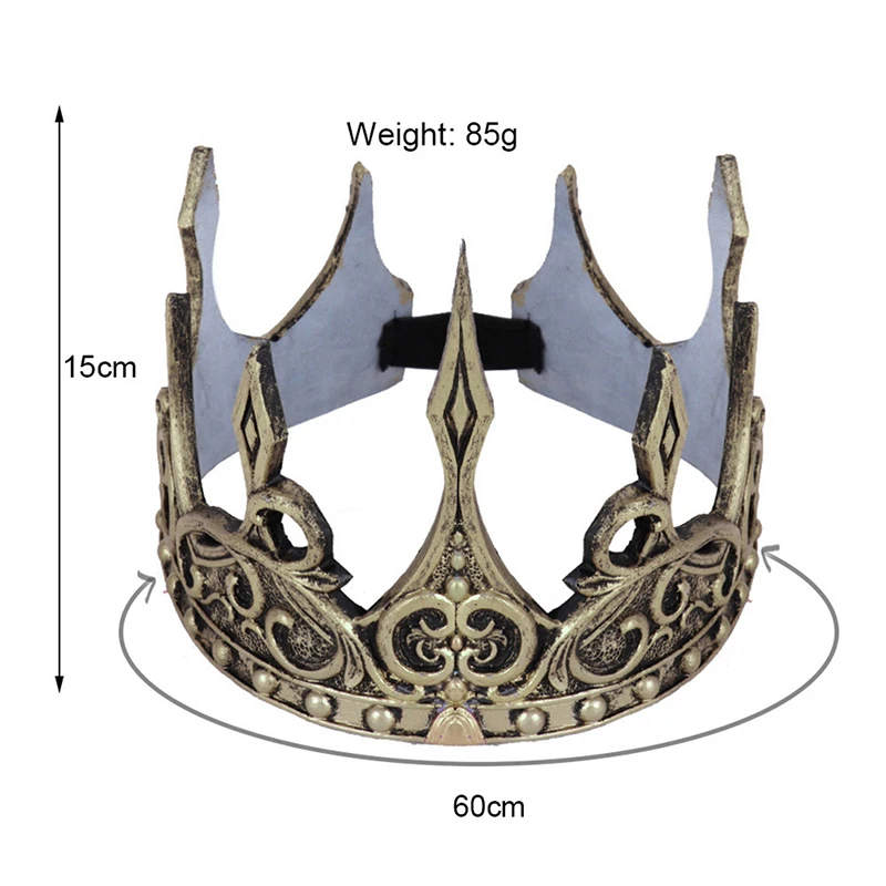มงกุฎคิงสำหรับผู้ชายมงกุฎเครื่องแต่งกายวันฮาโลวีนกษัตริย์งานพรอมบอยส์ราชวงศ์วินเทจที่คาดผม