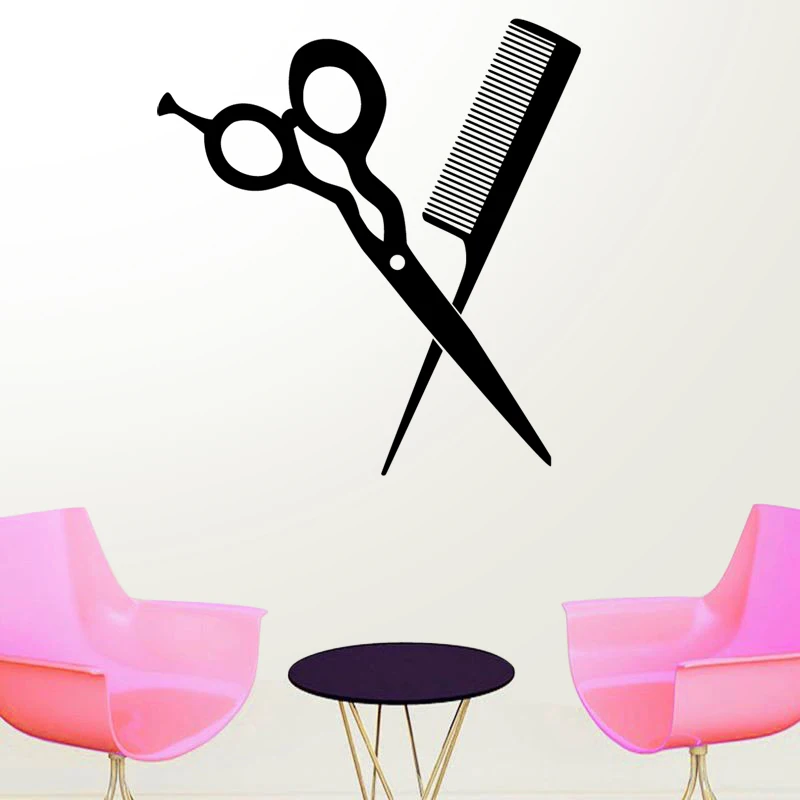 Beauty Salon Glass Sticker Hair Salon Wall Decal Barber Shop Vinyl Window Decals Decor Mural Hairdresser