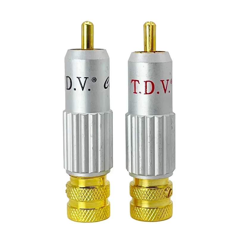 8Pcs Lotus Male Plug Gold-plated Soldering RCA Connector Lockable Adjustable Audio Speaker Amplifier Adapter Cable Wiring