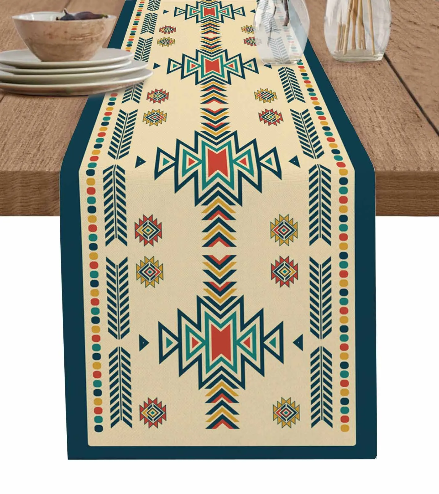 Bohemian Aztec Moroccan Rural Farmhouse Table Runners For Dining Room Tablecloth 4/6 Pcs Placemats Table Cover