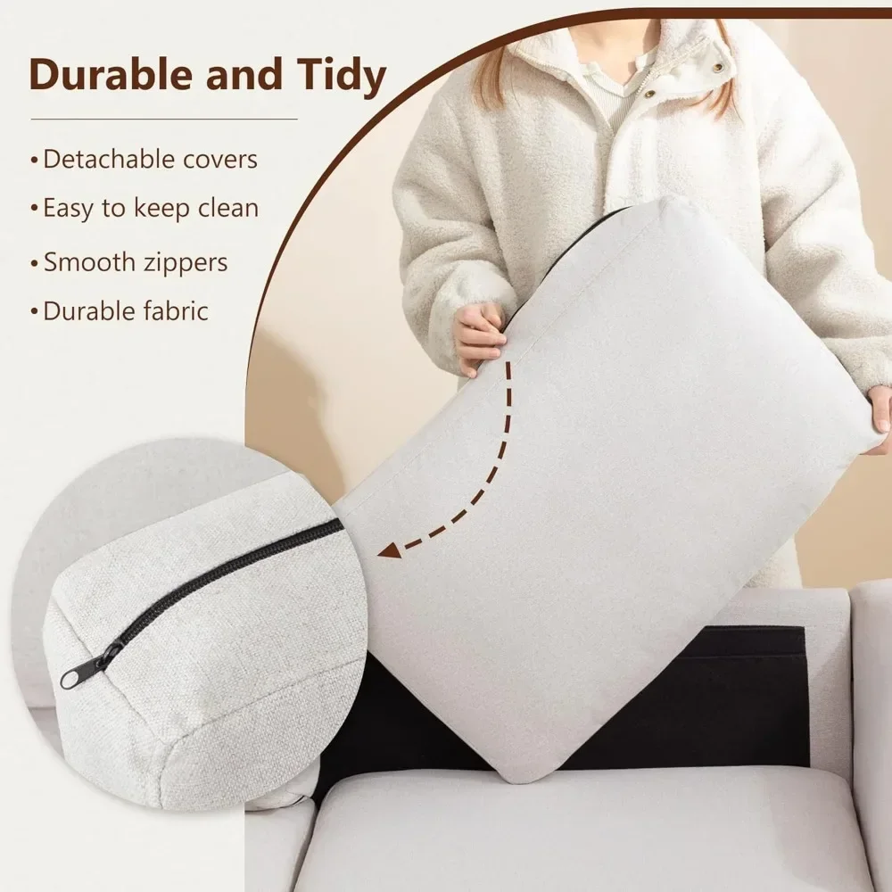 Fotografia 7: Sofá confortável da sala de estar com braços, sofá acolchoado moderno e minimalista de 89 polegadas