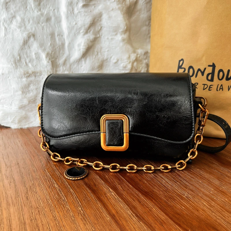Black Ladies Messenger Bag PU Leahter Envelope Flap Phone Purse Fashion Shoulder Bag Small Handbag Luxury Designer Clutch Bag