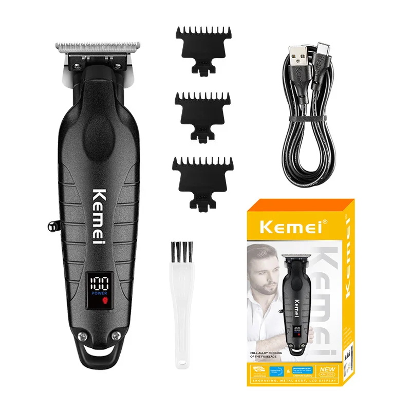 Kemei KM-2293 Hair Clipper Professional Electric Rechargeable Barber Trimmer  Cordless Trimmer Type-c Zero Gapped Cutting