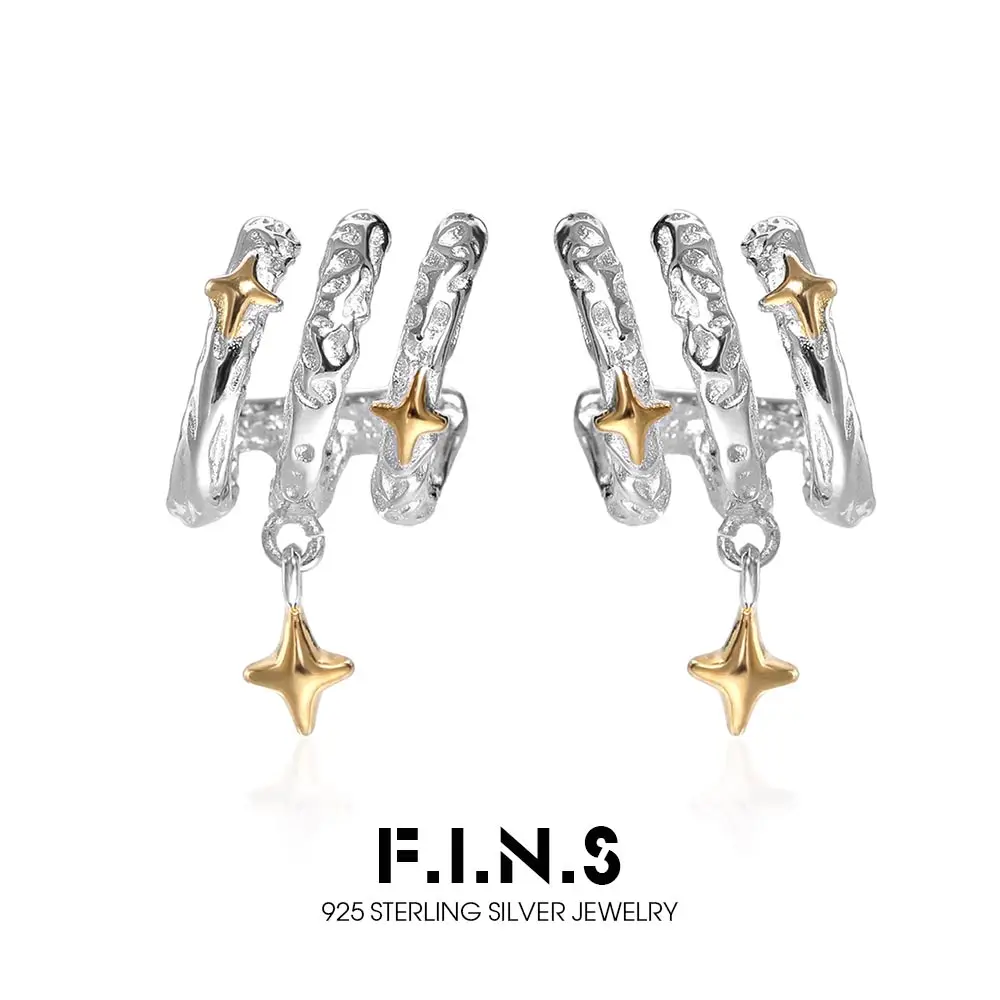 

F.I.N.S оригинальные двухцветные серьги-гвоздики со звездами из стерлингового серебра S925, уникальные нерегулярные многослойные серьги-гвоздики для пирсинга ушей, ювелирные изделия, подарки