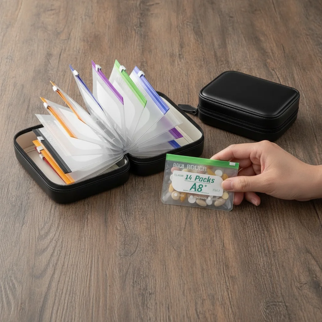 7/14PCS BPA-Free Weekly Pill Organizer Waterproof Color Coded Medicine Pouch Set Zipper Design Reusable Pill Pouch Set