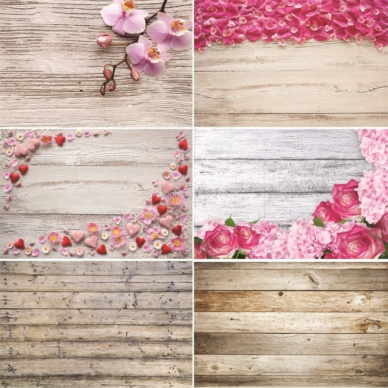 

ZHISUXI Vinyl Custom Photography Backdrops Prop Flower and wood Planks Christmas day Photography Background DR20220-03