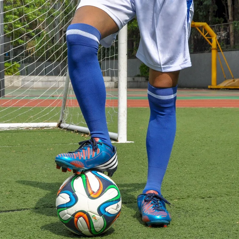 Unisex Compressie Sokken Voetbal Sokken Antislip Lange Buis Knie Hoge Kousen Sokken Gestreepte Voetbal Sokken Hardloopsportsokken