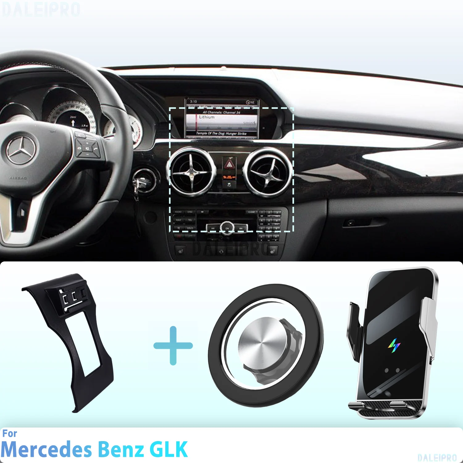 Made to measure for Mercedes Benz GLK X204 2013 2014 2015 Phone Holder Car Magnetic Phone Mount Smart Sensing Wireless Charging