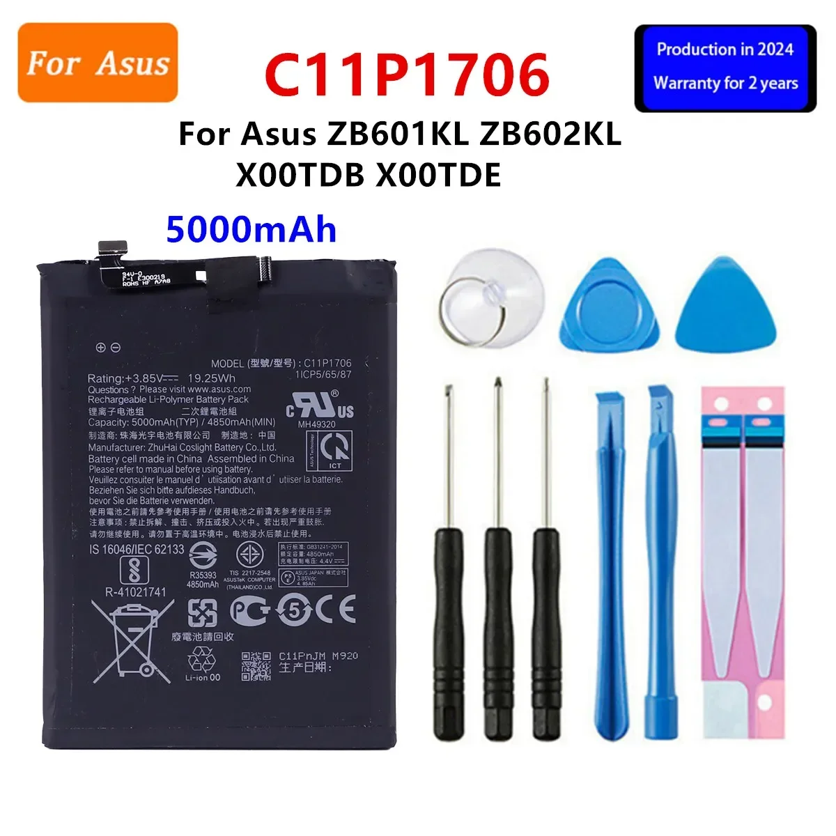 

Brand New Battery C11P1706 5000mAh For ASUS Zenfone Max Pro M1 6.0 Inch ZB601KL ZB602KL X00TDB X00TDE Batteries+Tools