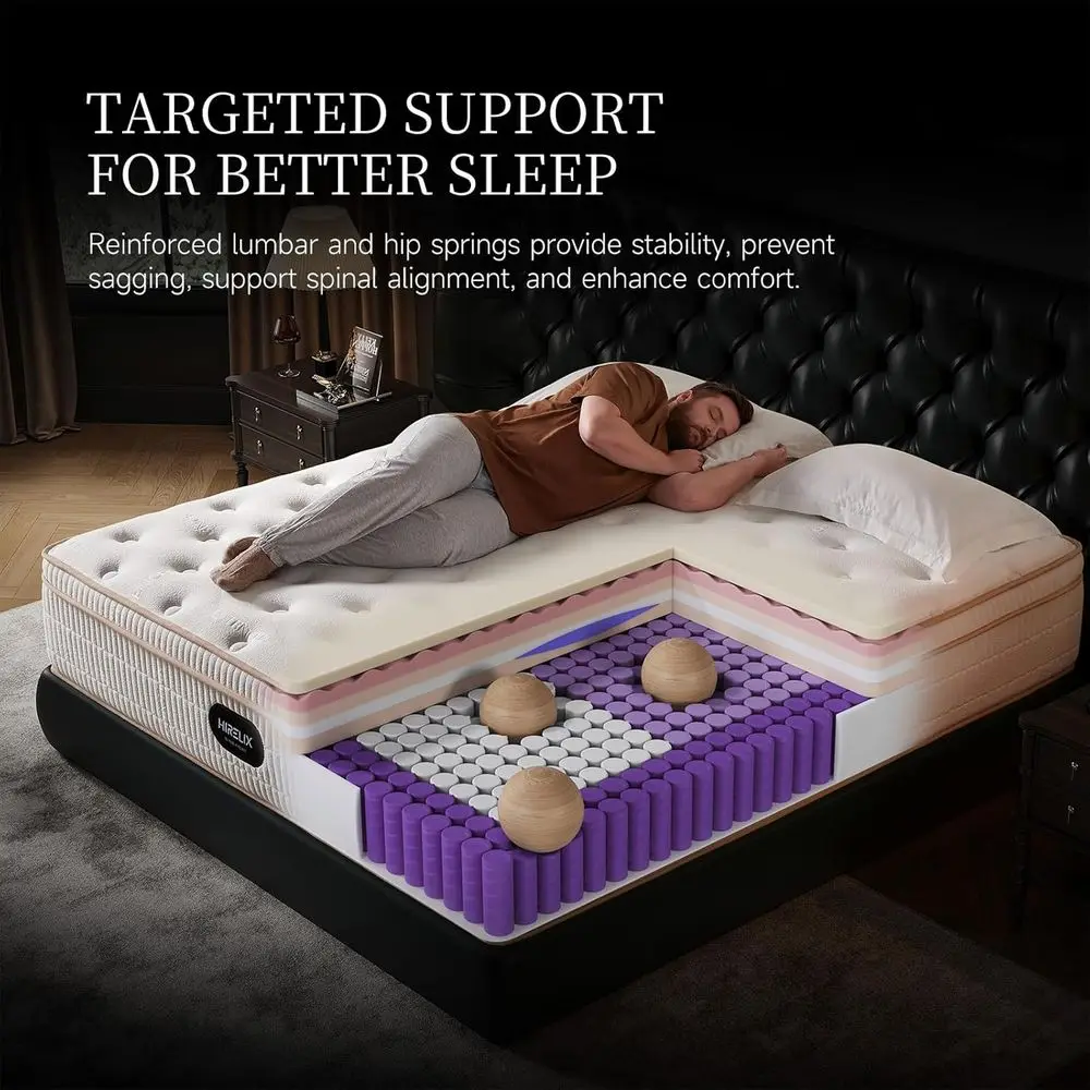 Colchão Queen Size 12 Polegadas, firmeza média com espuma viscoelástica e bobinas de bolso embaladas individualmente, sem fibra de vidro, CertiPUR-US Ce