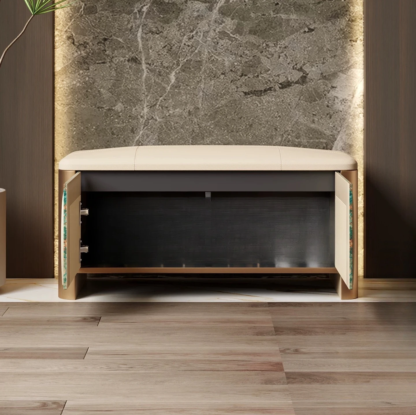 Solid wood household entrance at the door of the shoe changing stool