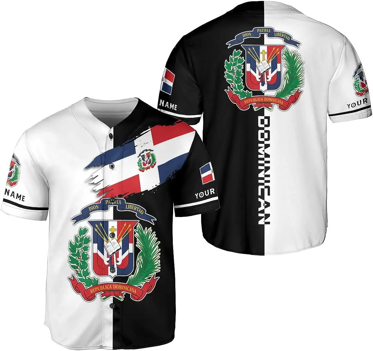 Dominican Republic Flag Badge Baseball Jersey Shirt Men's Women Short Sleeve Jersey Men's Streetwear Short Sleeve Sports T-shirt